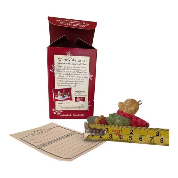 Vtg Hallmark Wendy Whoosh Ornament 2nd in Snow Cub Club Set 2002 Sledding Bear - Picture 5 of 6